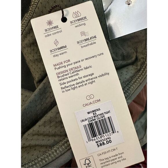 Calia Cold Weather Tight Dark Olive Green Leggings Size XS New - Picture 8 of 8